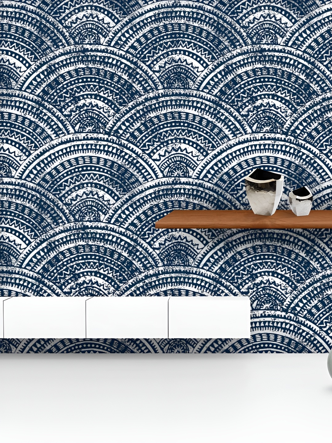 

ArtzFolio Printed UV-Resistant Anti-Bacterial Japanese Seigaiha Pattern Peel & Stick Wallpaper, Multi