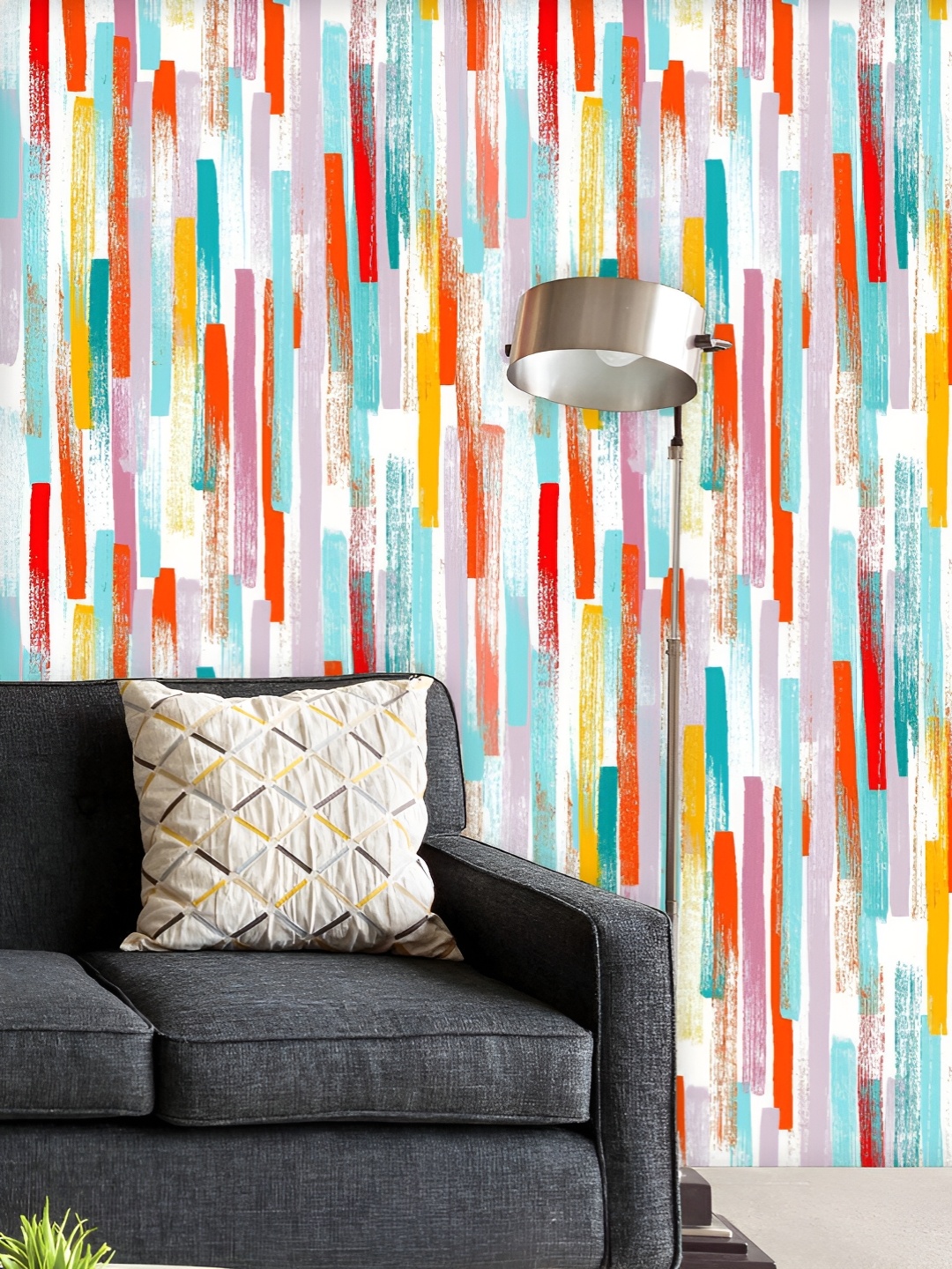 

ArtzFolio Printed UV-Resistant Anti-Bacterial Pastel Colored Strokes Peel & Stick Wallpaper, Multi