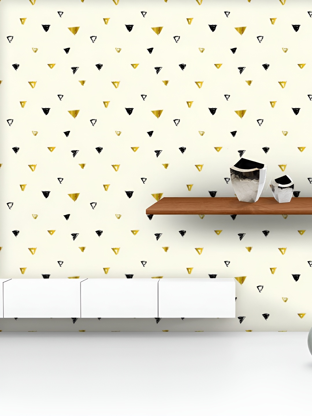 

ArtzFolio Printed UV-Resistant Anti-Bacterial Grunge Style Triangles Peel & Stick Wallpaper, Multi