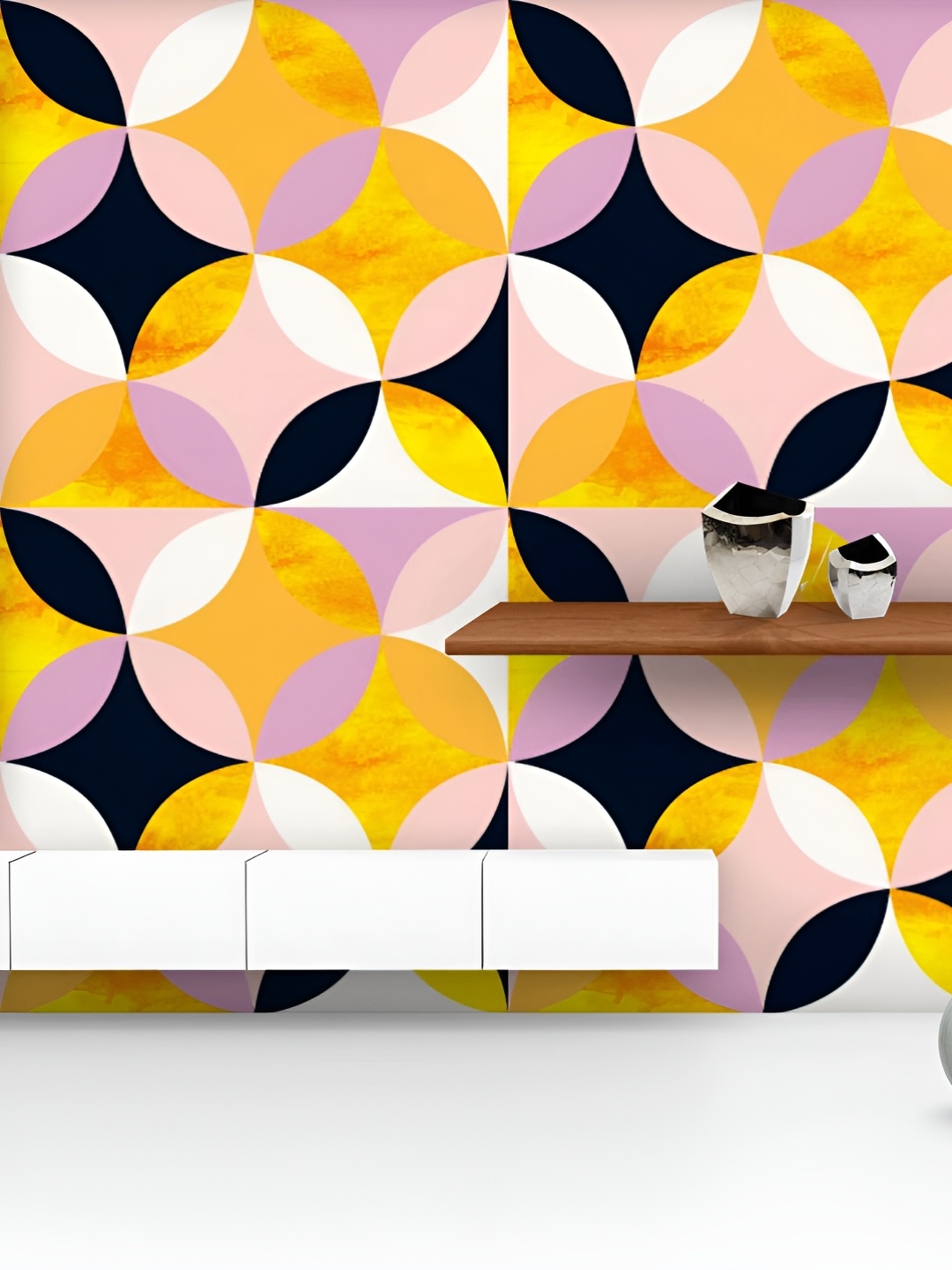 

ArtzFolio Printed UV-Resistant Anti-Bacterial Circles Pattern Peel & Stick Wallpaper, Multi