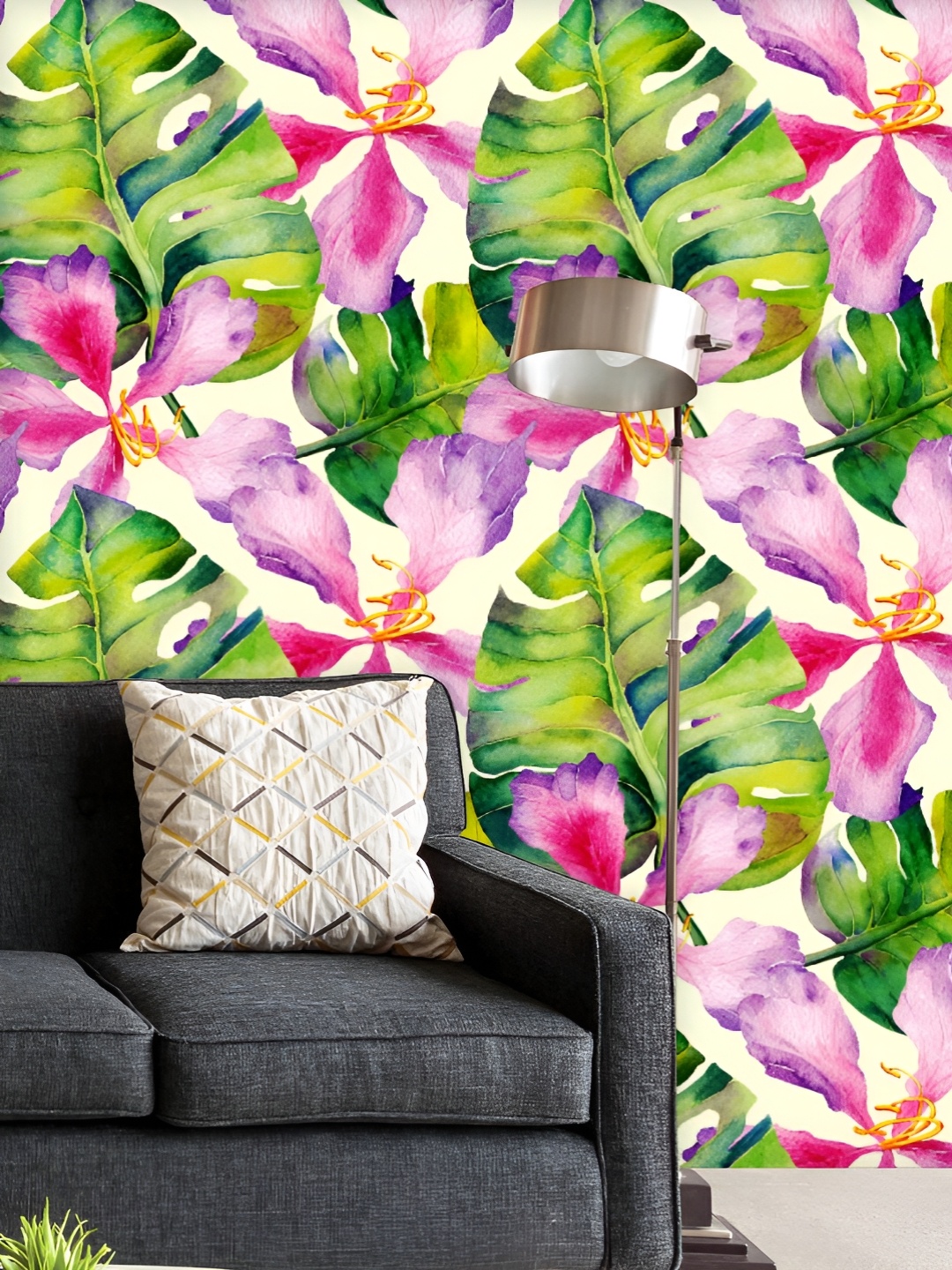 

ArtzFolio Printed UV-Resistant Anti-Bacterial Hawaiian Watercolor Hibiscus Peel & Stick Wallpaper, Multi