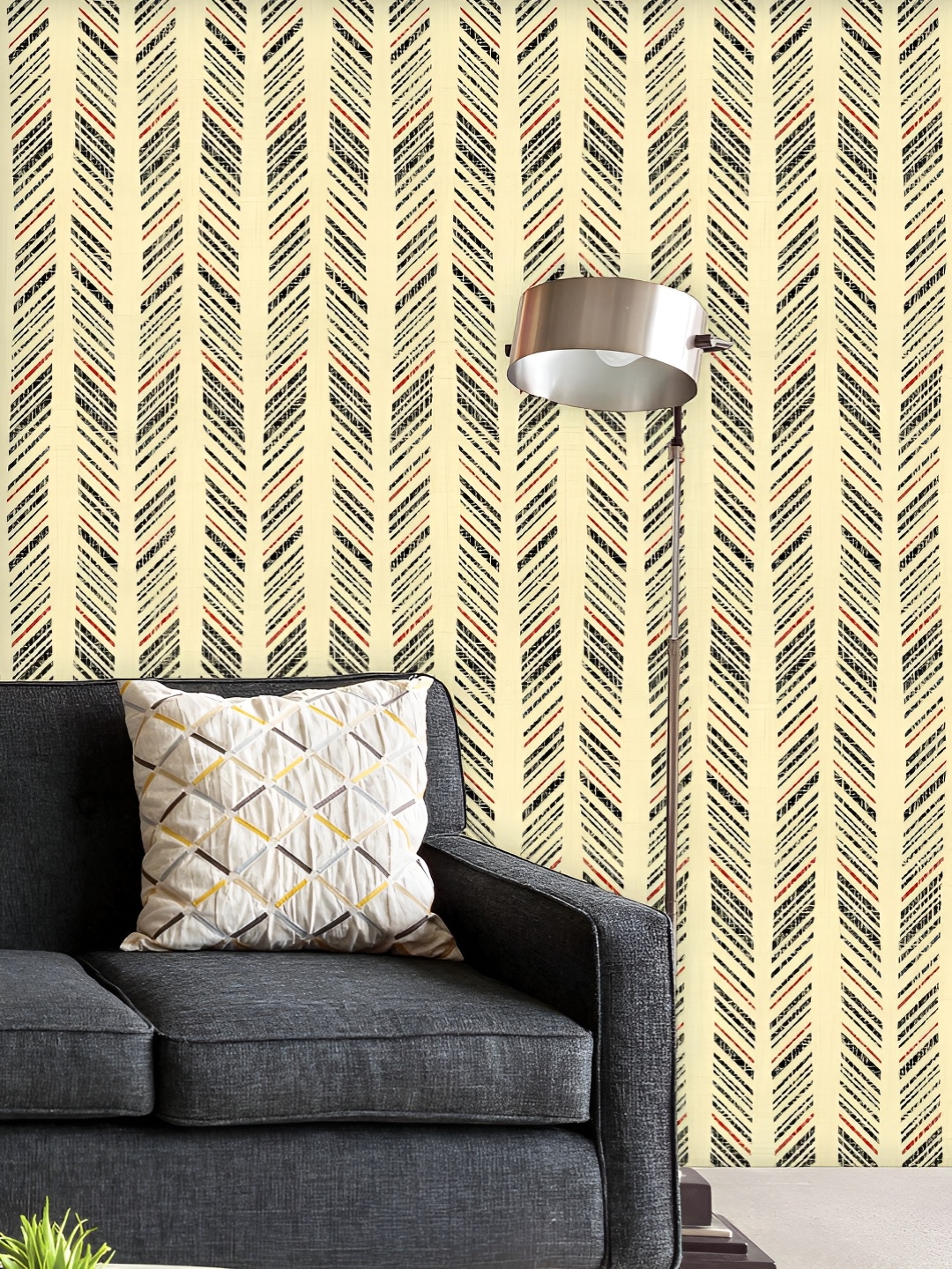 

ArtzFolio Printed UV-Resistant Anti-Bacterial Abstract Herringbone Stripes Peel & Stick Wallpaper, Multi