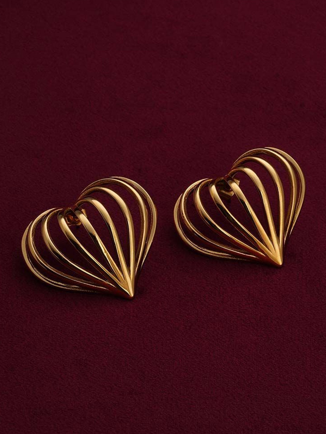 

PALMONAS Gold-Plated Stainless Steel Waterproof and Anti-Tarnish Heart Shaped Studs
