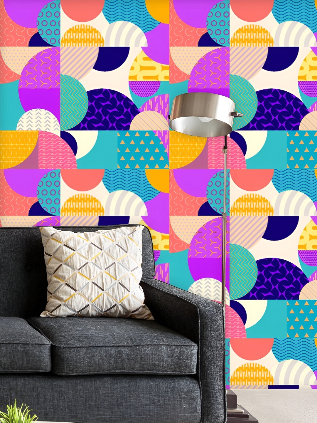 

ArtzFolio Printed UV-Resistant Anti-Bacterial Watercolour Geometric Pattern Peel & Stick Wallpaper, Multi