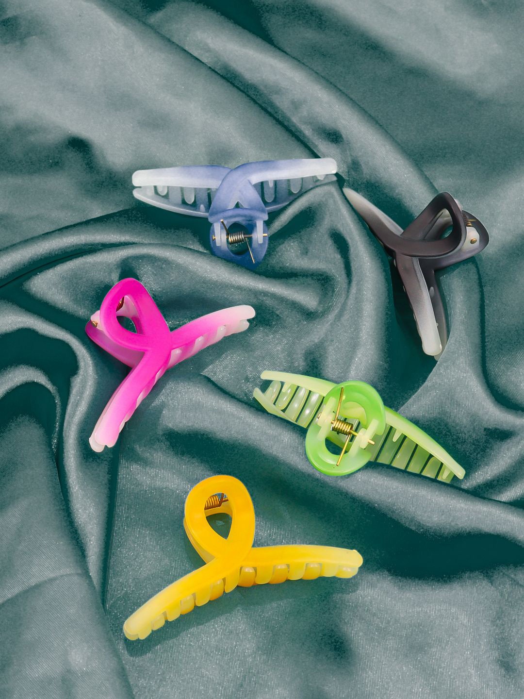 

Krelin Set of 5 Women Claw Strong Hold Nonslip Plastic Hair Clips, Green