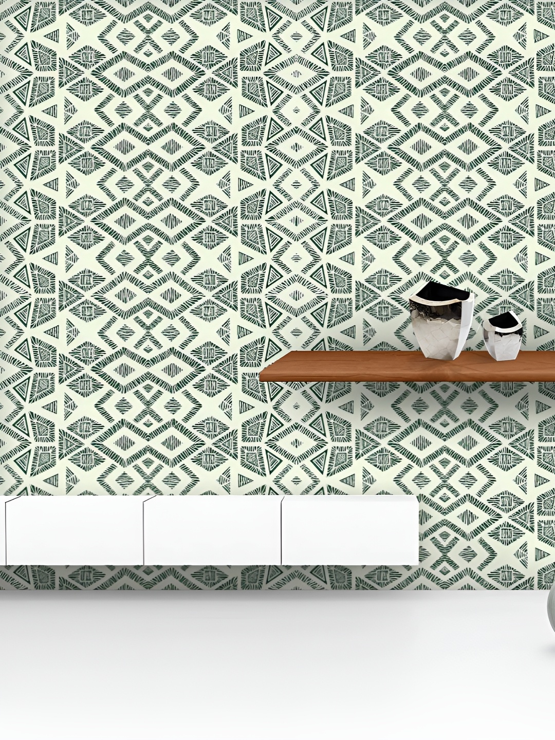 

ArtzFolio Printed UV-Resistant Anti-Bacterial Grey White Geometric Pattern Peel & Stick Wallpaper, Multi