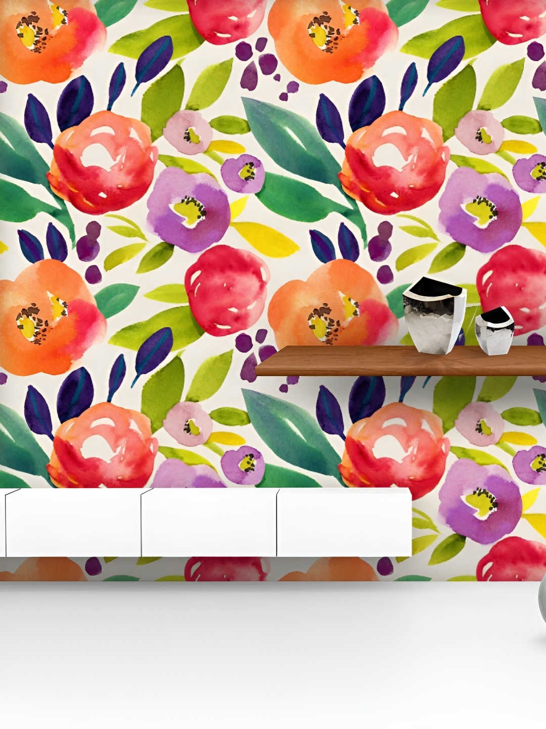 

ArtzFolio Printed UV-Resistant Anti-Bacterial Floral Botanical Pattern Peel & Stick Wallpaper, Multi