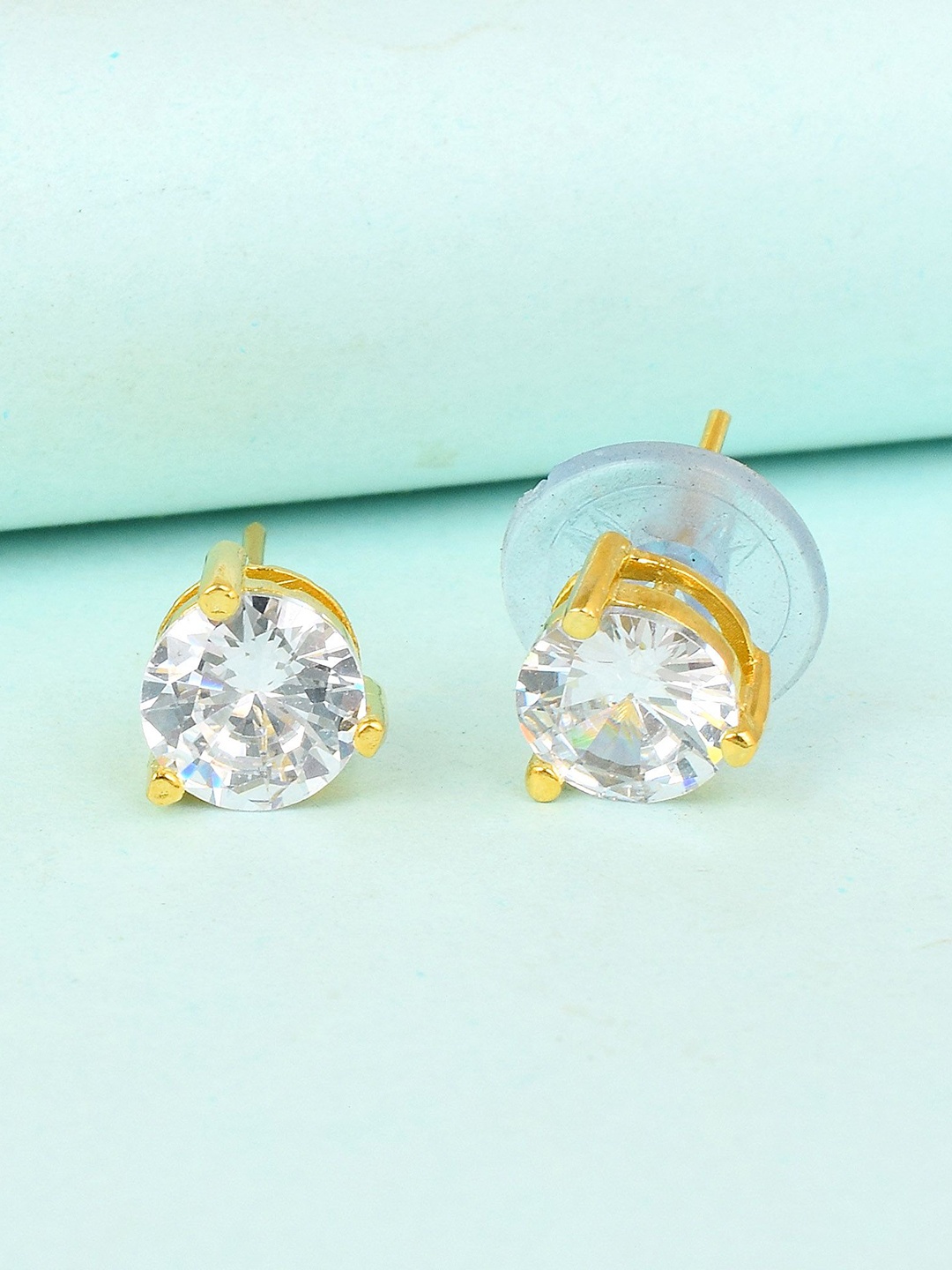 

MEMOIR Gold Plated Cubic Zirconia Studded Contemporary Drop Earrings