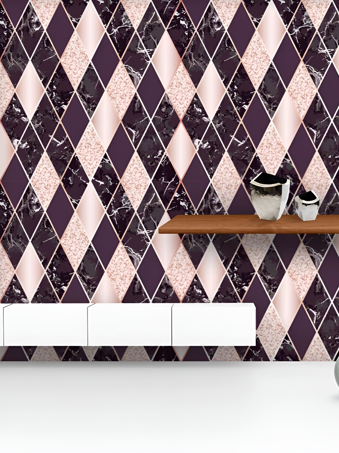 

ArtzFolio Printed UV-Resistant Anti-Bacterial Marble Pattern With Pink Golden Lines Peel & Stick Wallpaper, Multi