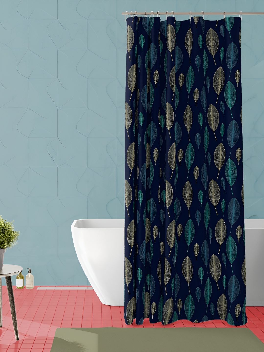 

ArtzFolio Blue & Green Floral Printed Waterproof Shower Curtain