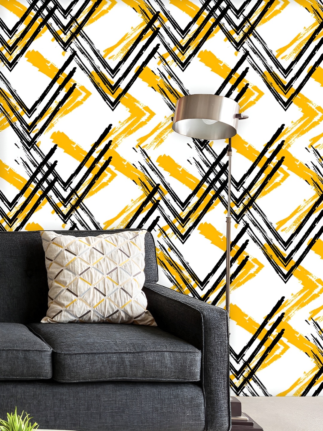 

ArtzFolio Printed UV-Resistant Anti-Bacterial Abstract Zigzag Peel & Stick Wallpaper, Multi