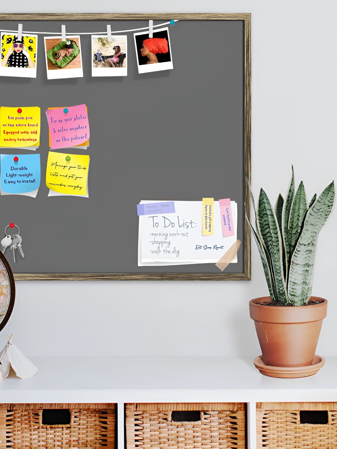 

ArtzFolio Wooden Notice Pin Board, Grey