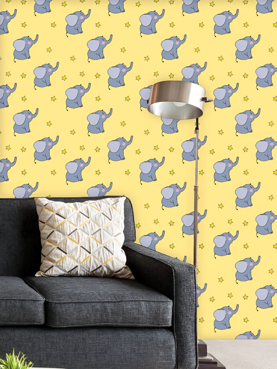 

ArtzFolio Printed UV-Resistant Anti-Bacterial Baby Elephant Peel & Stick Wallpaper, Multi