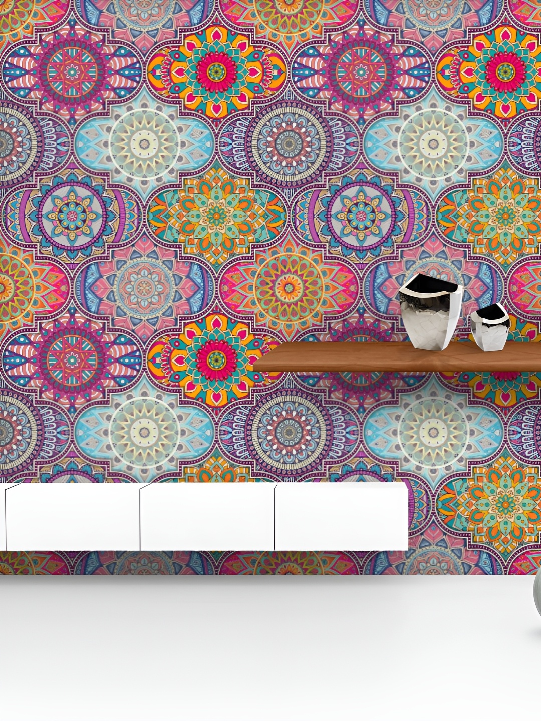 

ArtzFolio Printed UV-Resistant Anti-Bacterial Vintage Ottoman Motifs Peel & Stick Wallpaper, Multi