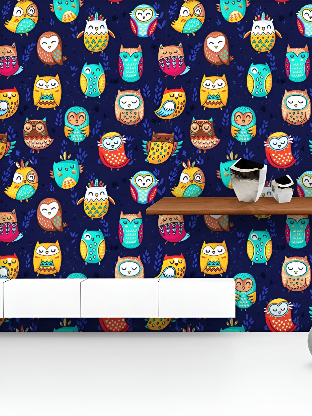 

ArtzFolio Printed UV-Resistant Anti-Bacterial Colorful Indian Owls Peel & Stick Wallpaper, Multi