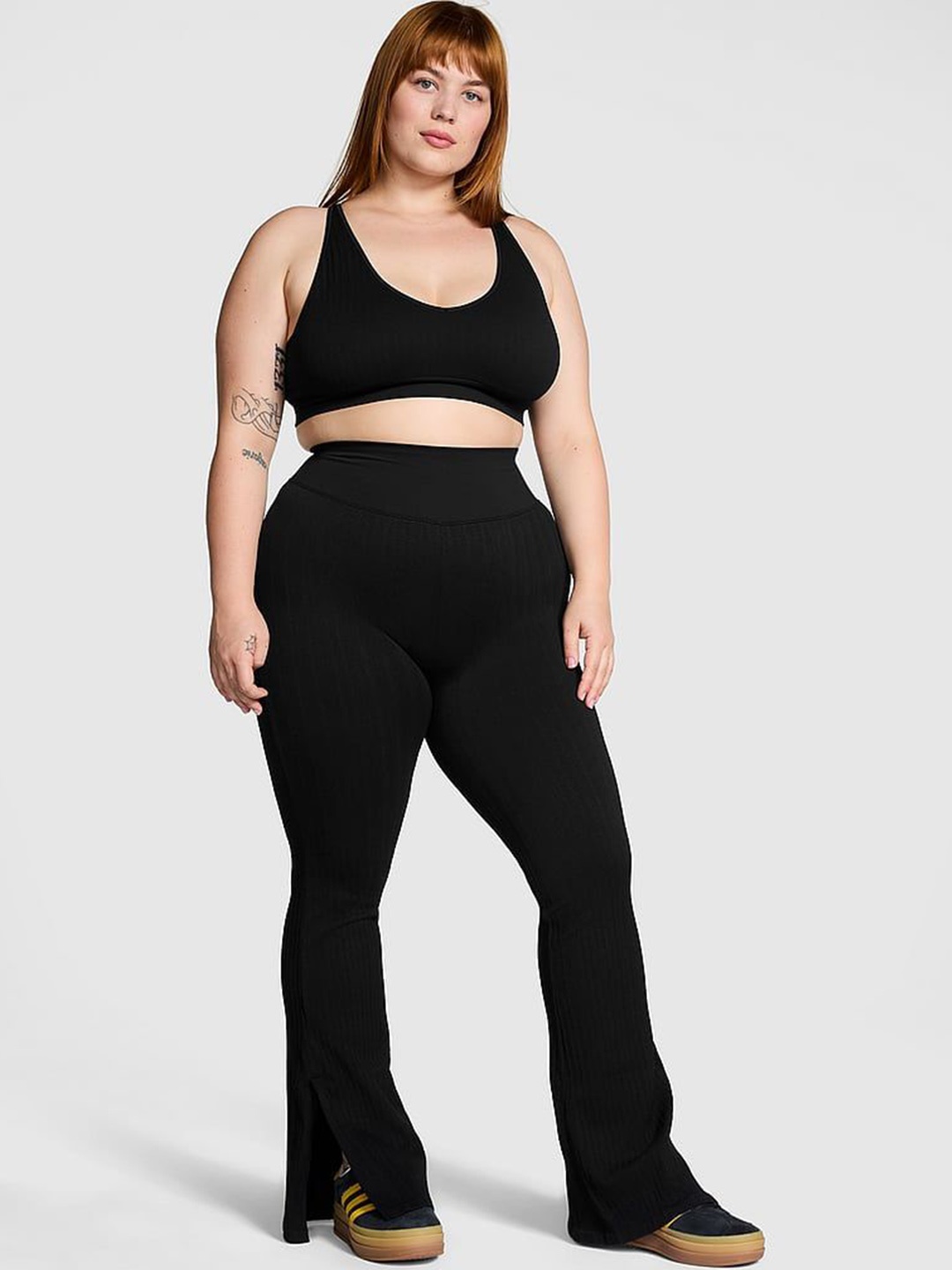 

Victoria's Secret Mid-Rise Ankle-Length Flared Plus Size Tights, Black