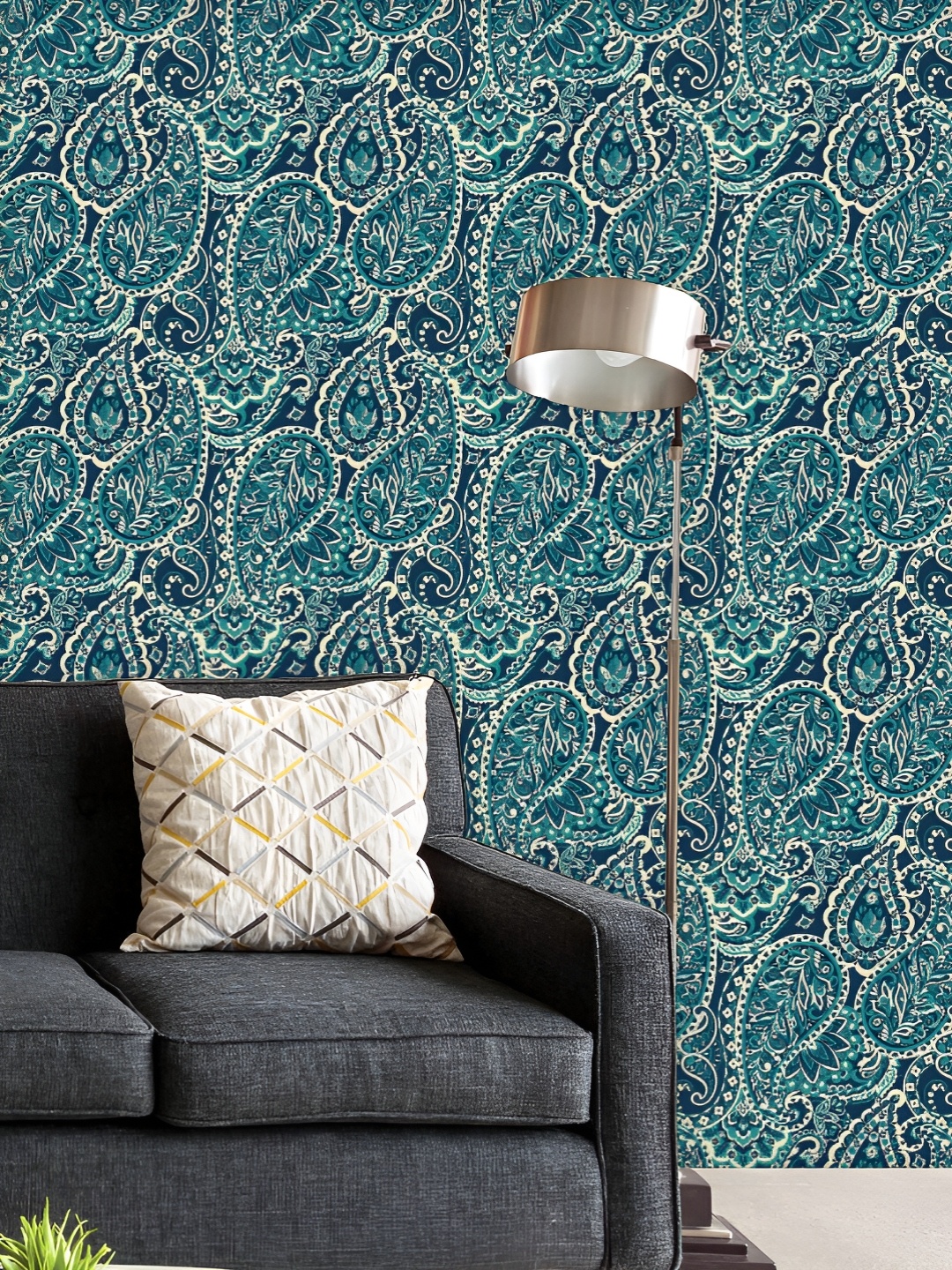 

ArtzFolio Printed UV-Resistant Anti-Bacterial Ornate Floral Paisley Peel & Stick Wallpaper, Multi