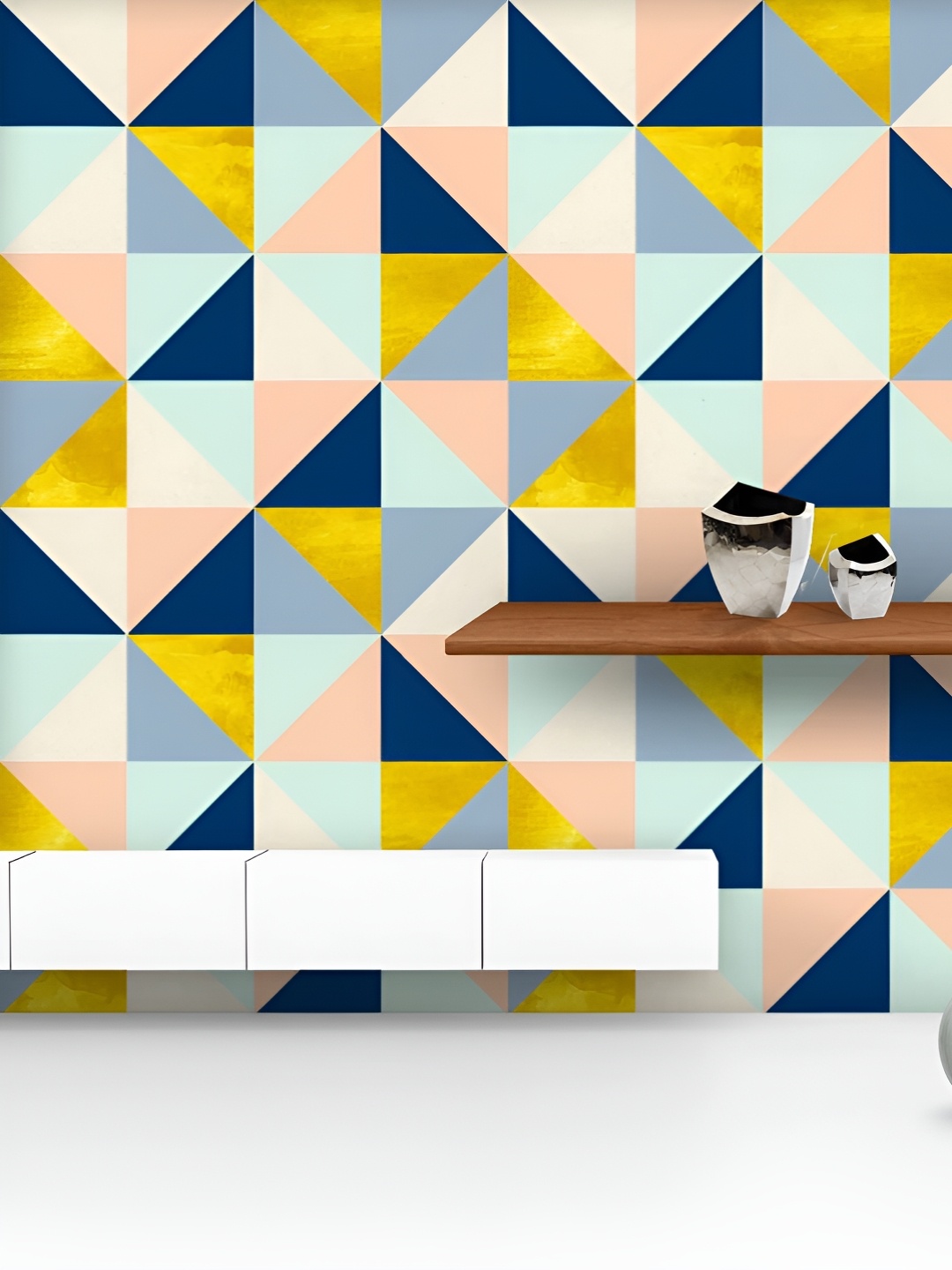 

ArtzFolio Printed UV-Resistant Anti-Bacterial Geometric Pattern Peel & Stick Wallpaper, Multi