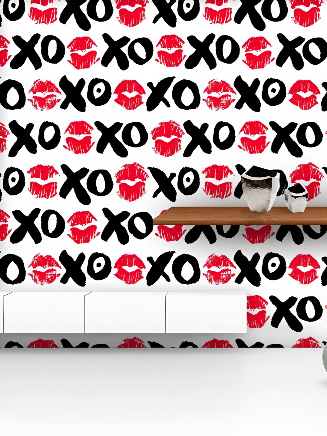 

ArtzFolio Printed UV-Resistant Anti-Bacterial Xo And Lipstick Kisses Peel & Stick Wallpaper, Multi