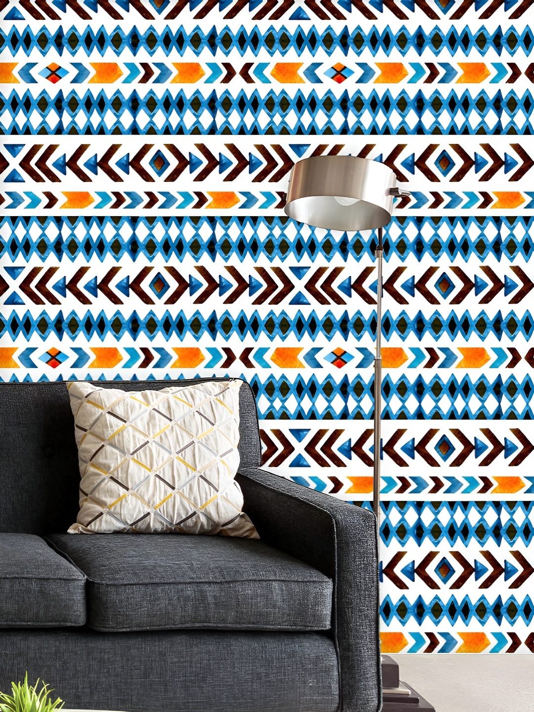 

ArtzFolio Printed UV-Resistant Anti-Bacterial Ethnic Geometric Pattern Peel & Stick Wallpaper, Multi