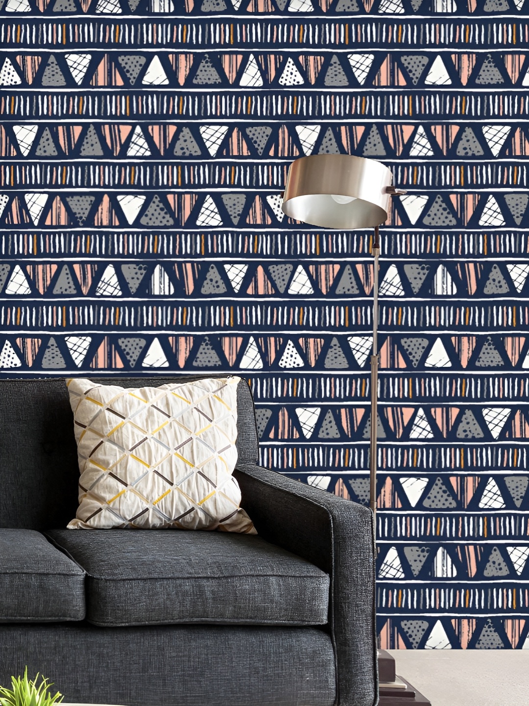 

ArtzFolio Printed UV-Resistant Anti-Bacterial Tribal Triangles And Stripes Peel & Stick Wallpaper, Multi