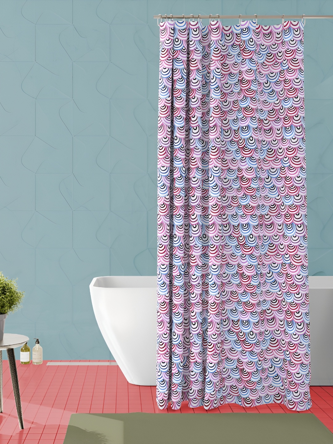 

ArtzFolio Pink & Blue Printed Water Proof Shower Curtain