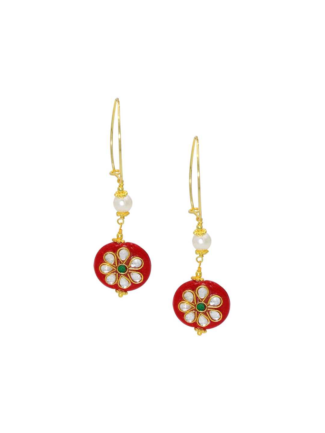 

MEMOIR Gold-Plated Contemporary Drop Earrings, Red