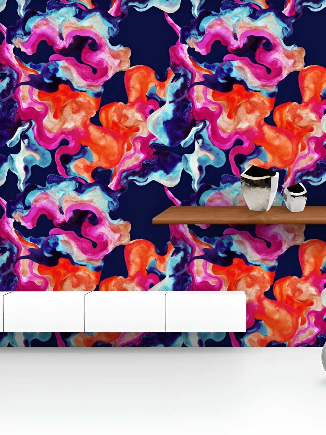 

ArtzFolio Navy Blue & Red Printed UV Resistant Wallpaper