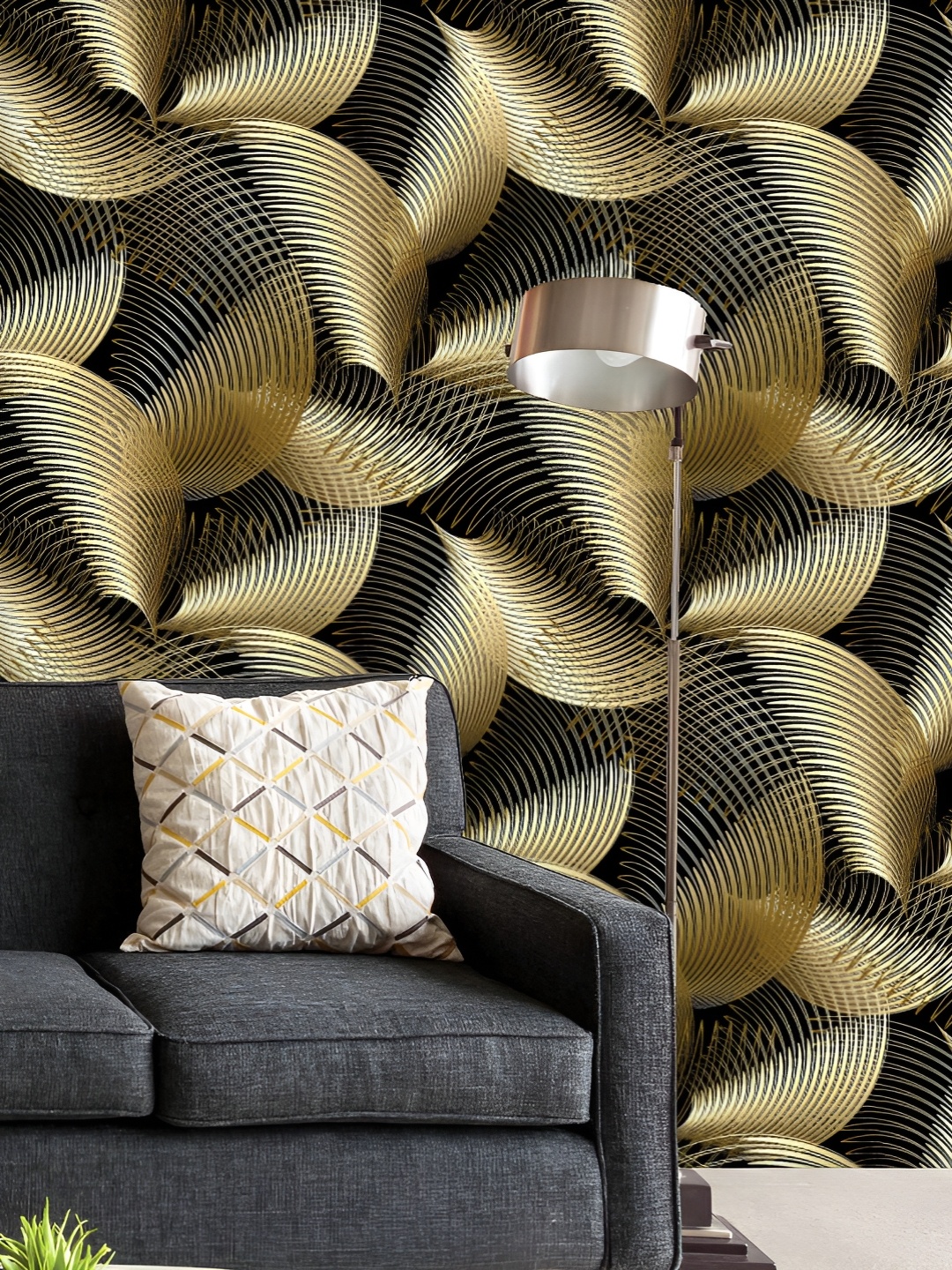 

ArtzFolio Printed UV-Resistant Anti-Bacterial D Abstract Geometric Swirls Peel & Stick Wallpaper, Multi