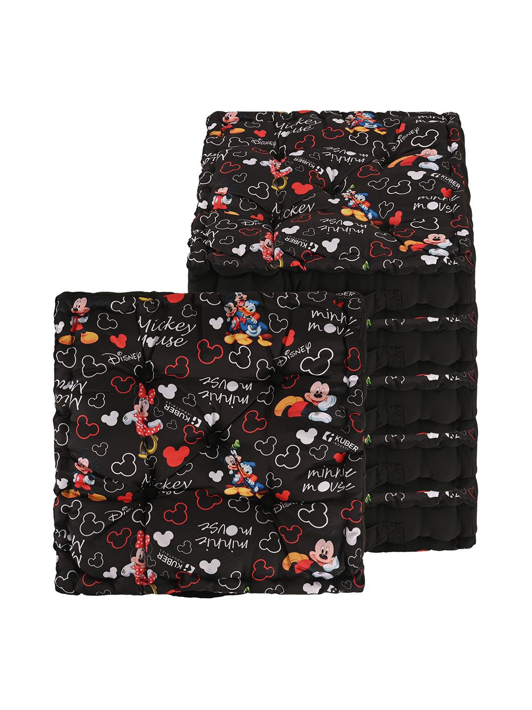 

Kuber Industries Black & Red 6 Pieces Printed Chair Pads