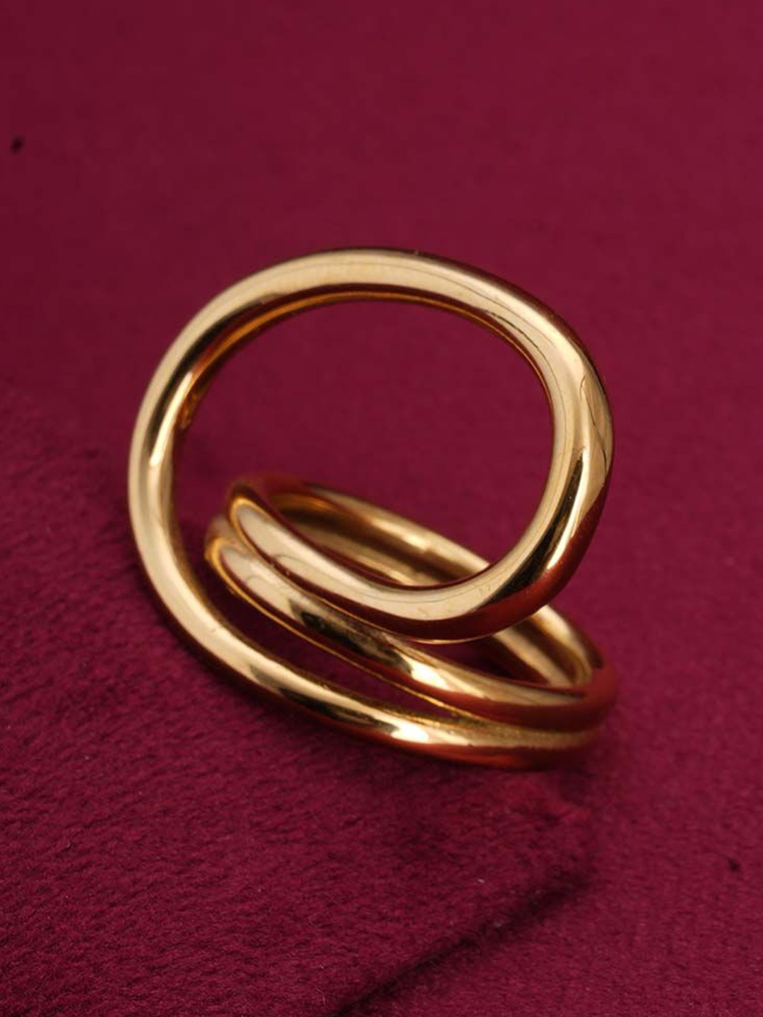 

PALMONAS Anti Tarnish Gold-Plated Stainless Steel Irregular Modern Finger Ring