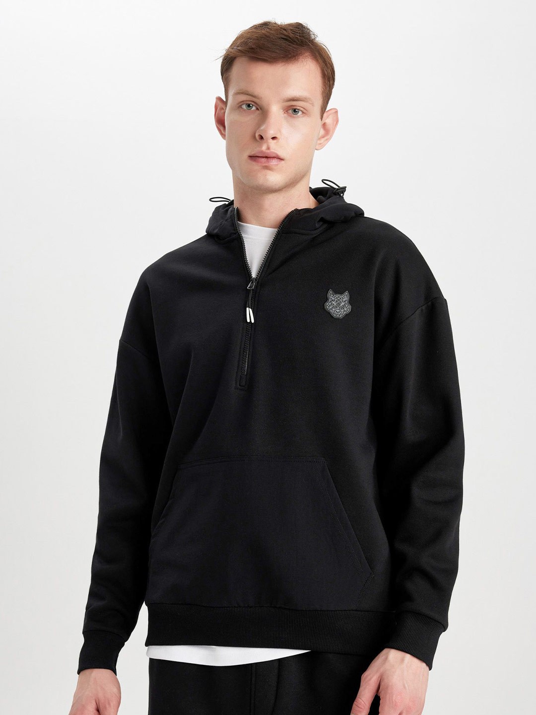 

DeFacto Men Half Zipper Long Sleeves Pullover Sweaters, Black