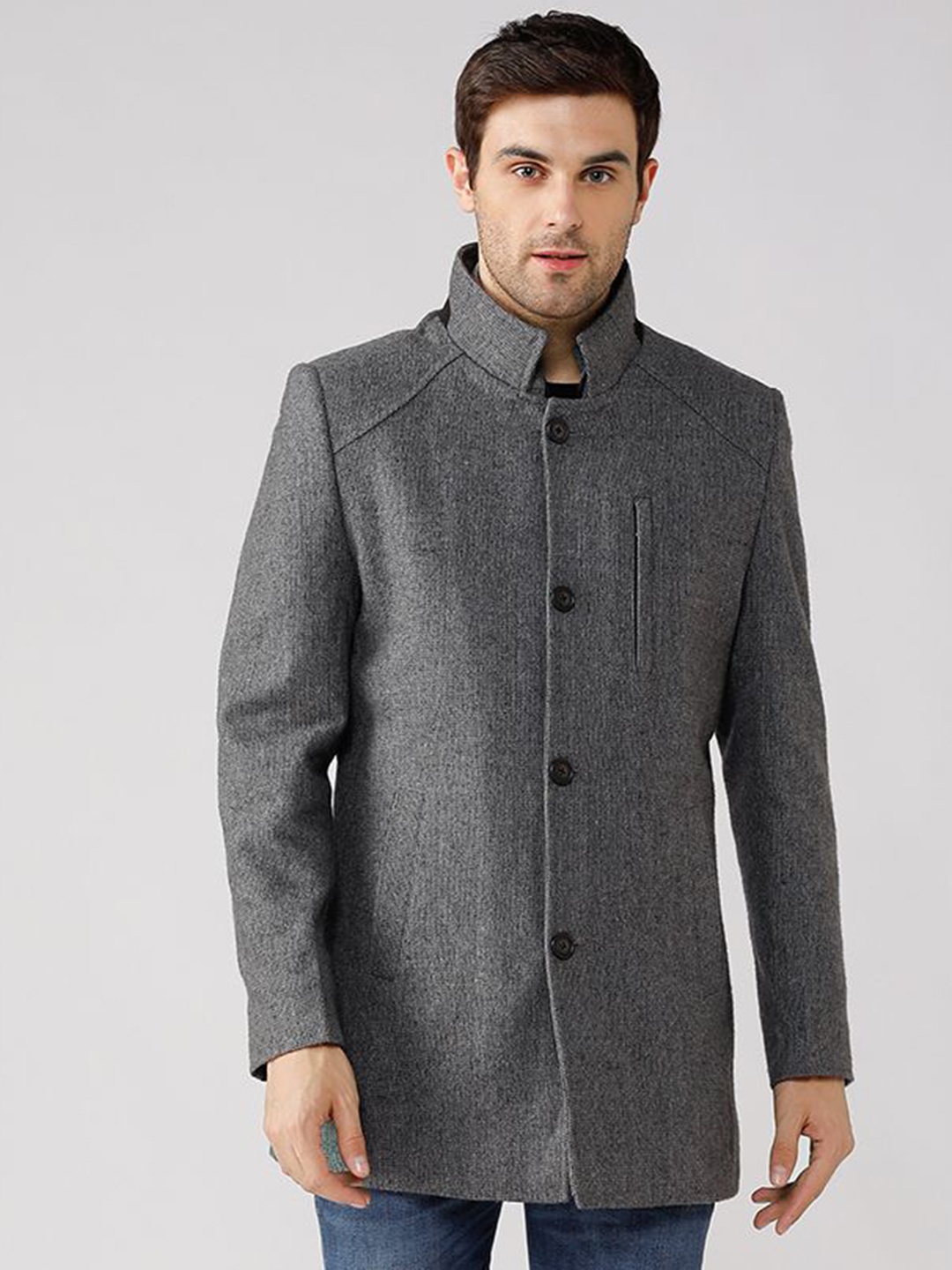 

LURE URBAN Men Single-Breasted Overcoat, Grey