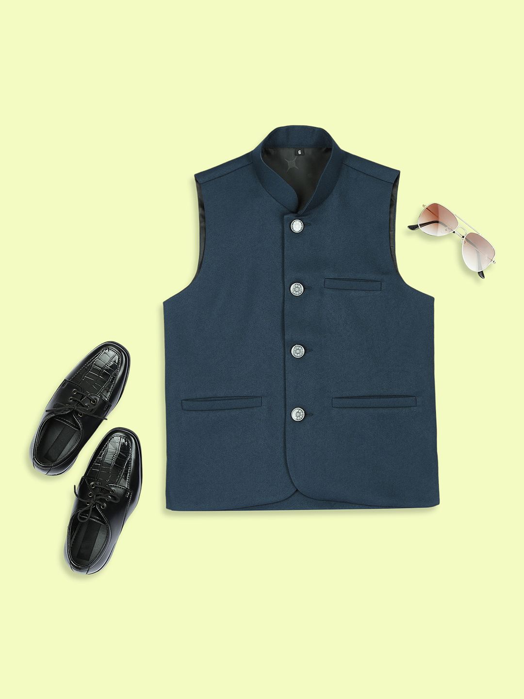 

Sangria Boys Sleeveless Nehru Jackets, Green
