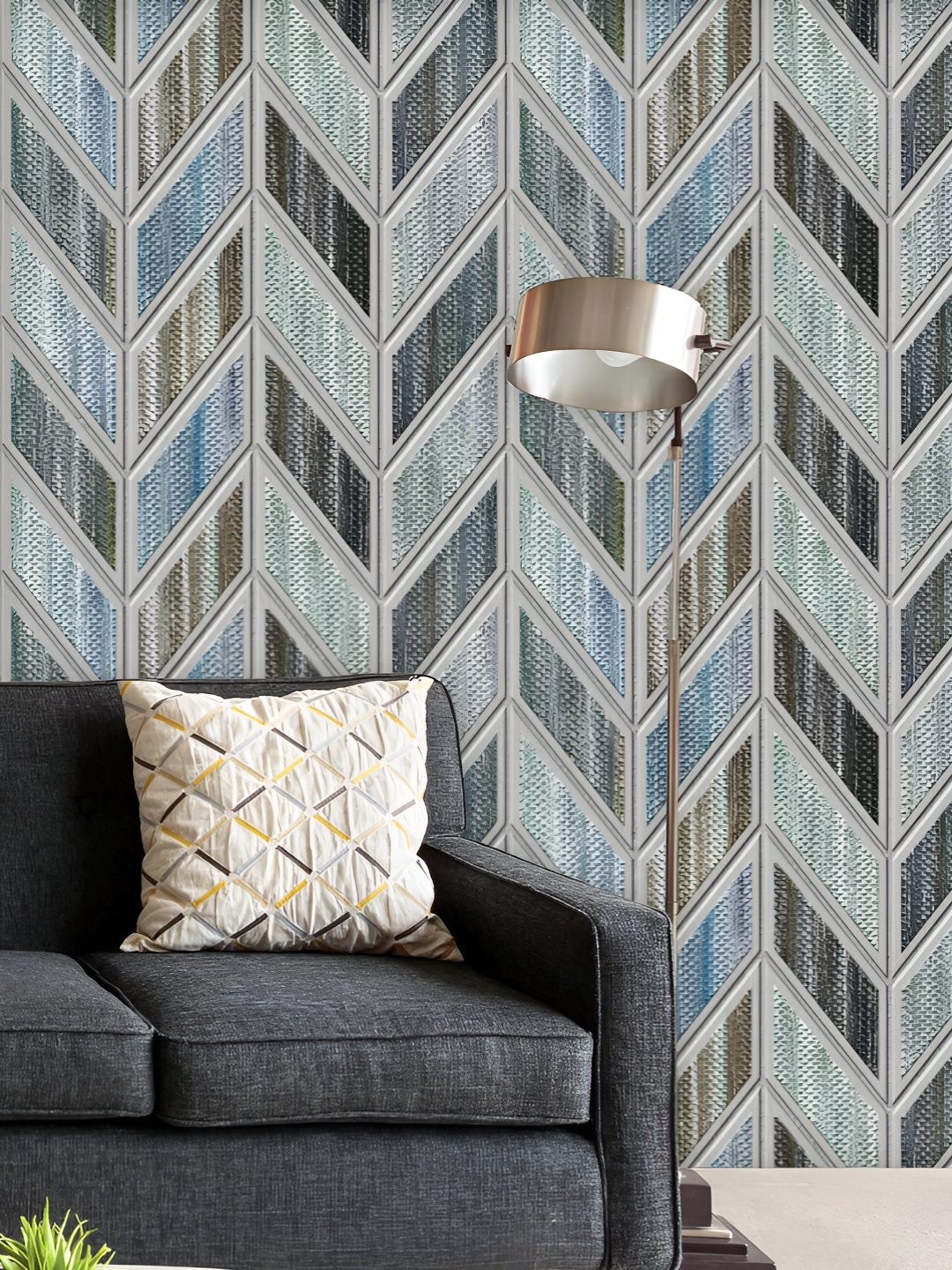 

ArtzFolio Printed UV-Resistant Anti-Bacterial D Chevron Grunge Peel & Stick Wallpaper, Multi