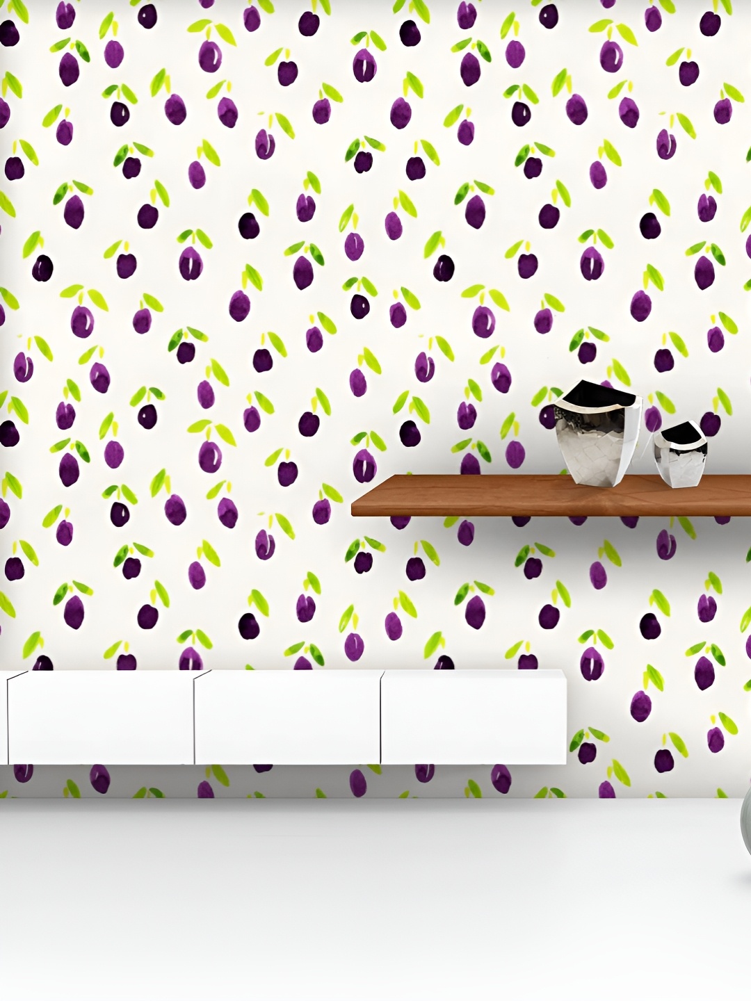 

ArtzFolio Printed UV-Resistant Anti-Bacterial Watercolor Miniature Berries Peel & Stick Wallpaper, Multi