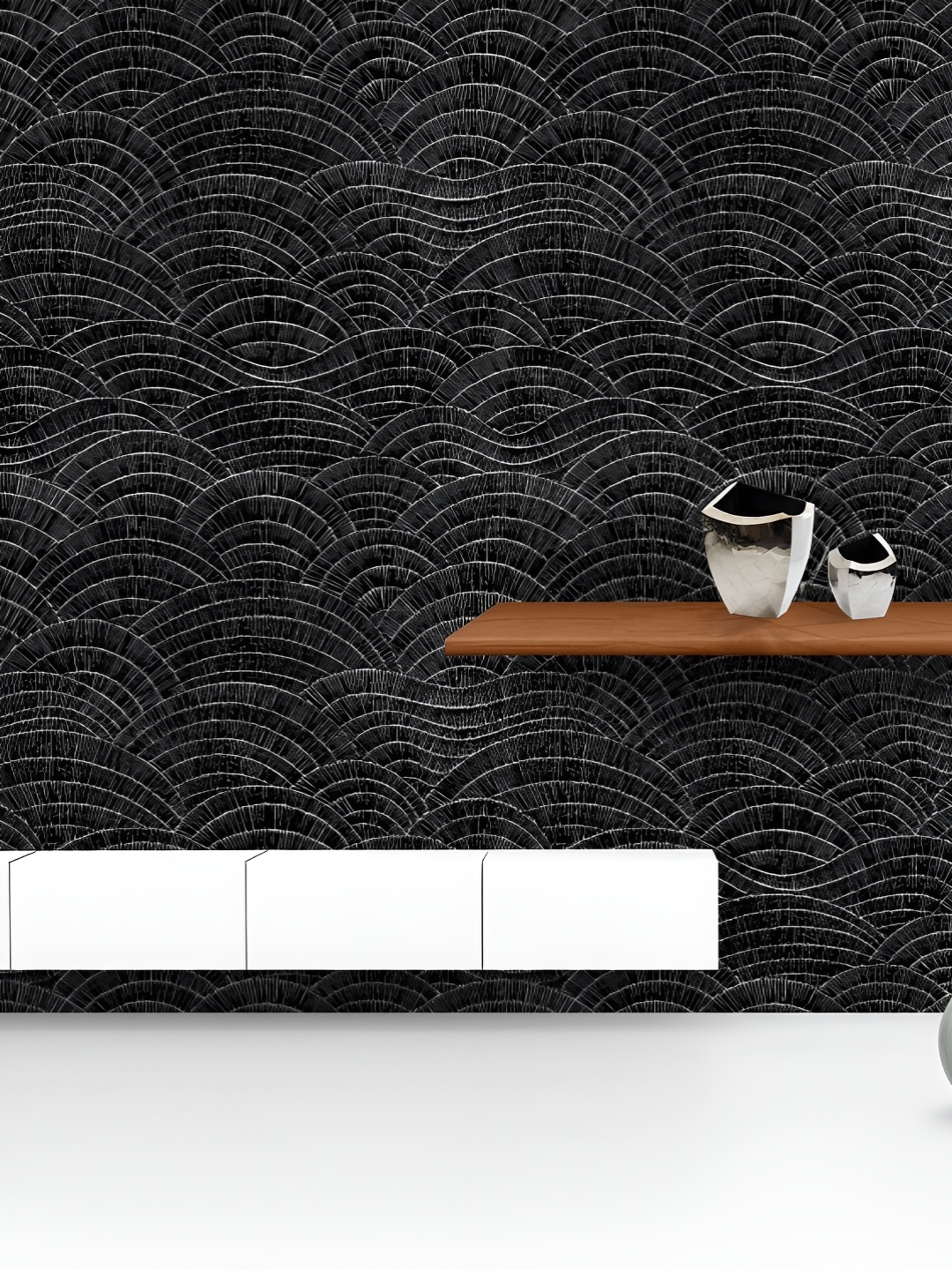 

ArtzFolio Printed UV-Resistant Anti-Bacterial Black Wavy Patches Peel & Stick Wallpaper, Multi