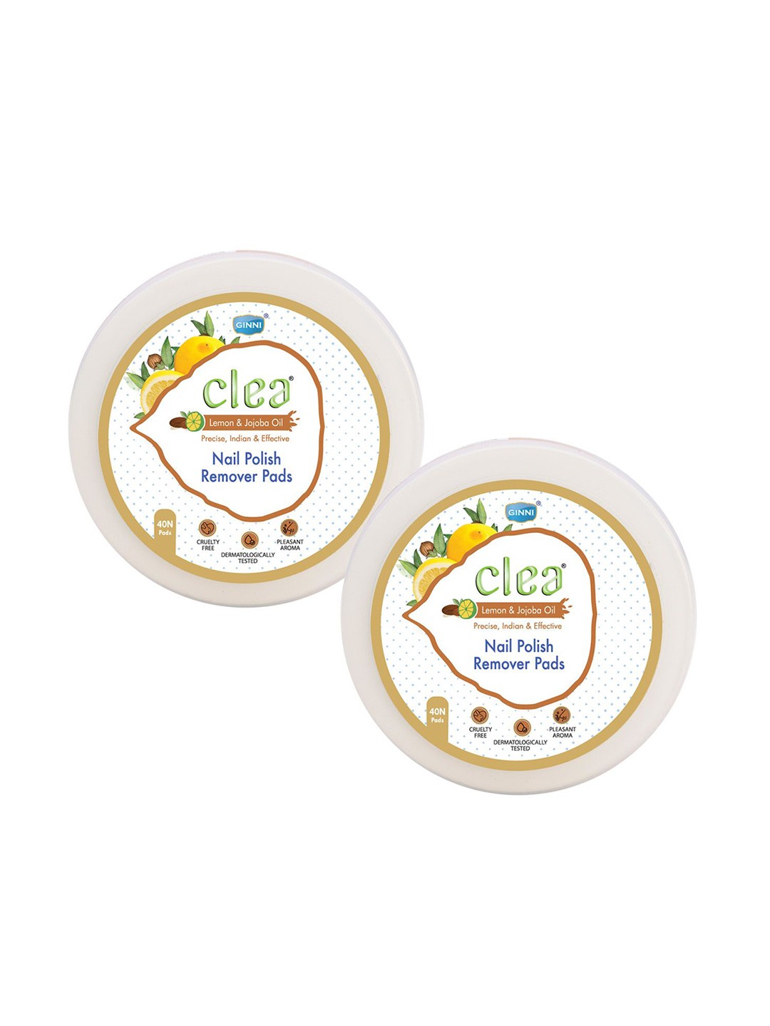 

Clea Set of 2 Lemon & Jojoba Oil Nail Polish Remover Pads - 40 N Pads Each, White