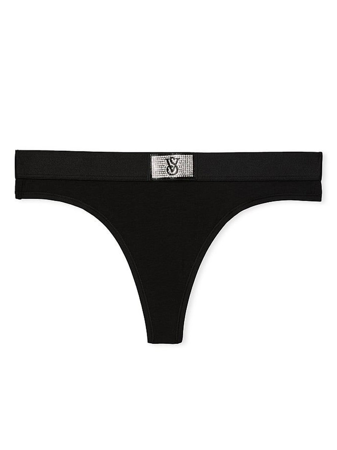 

Victoria's Secret Logo Women Cotton Shine Patch Thong Panty, Black