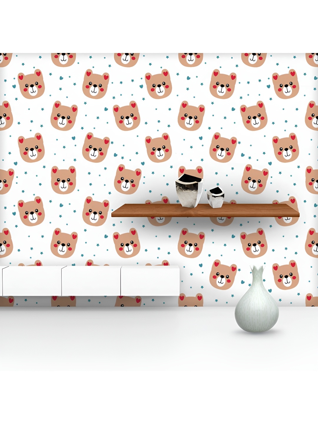 

ArtzFolio Printed UV-Resistant Anti-Bacterial Cartoon Bear Peel & Stick Wallpaper, Multi