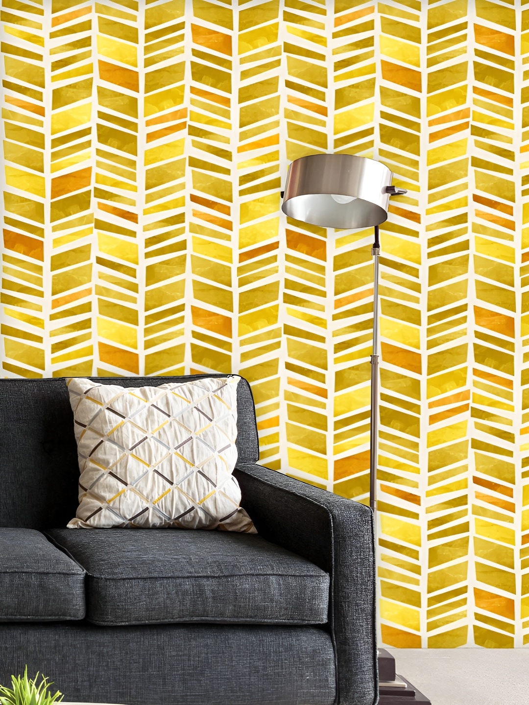 

ArtzFolio Printed UV-Resistant Anti-Bacterial Yellow Irregular Lines Peel & Stick Wallpaper, Multi