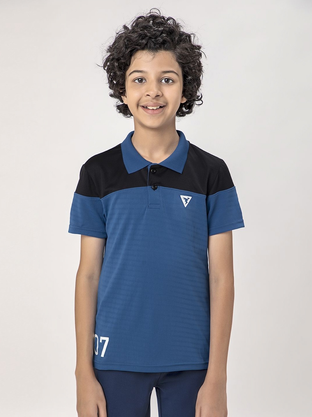 

Technosport Boys Colourblocked Polo Collar UPF50 Slim Fit T-shirt, Blue