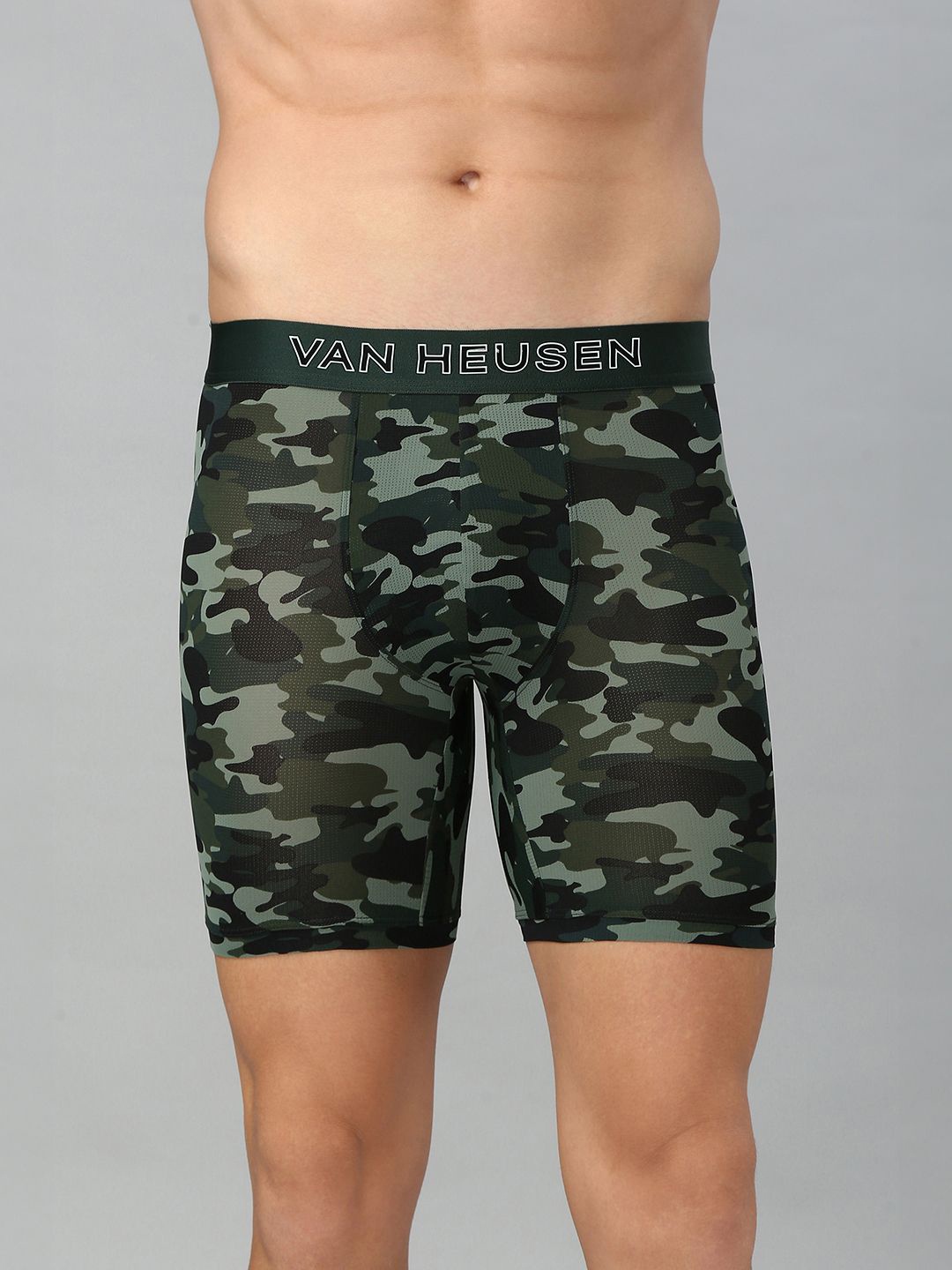 

Van Heusen Men Camo Allover Print Swift Dry Flexi Stretch AIR Series Active Boxer Brief, Green