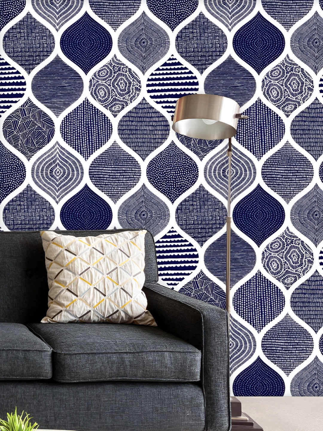 

ArtzFolio Printed UV-Resistant Anti-Bacterial Blue & White Waves Peel & Stick Wallpaper, Multi