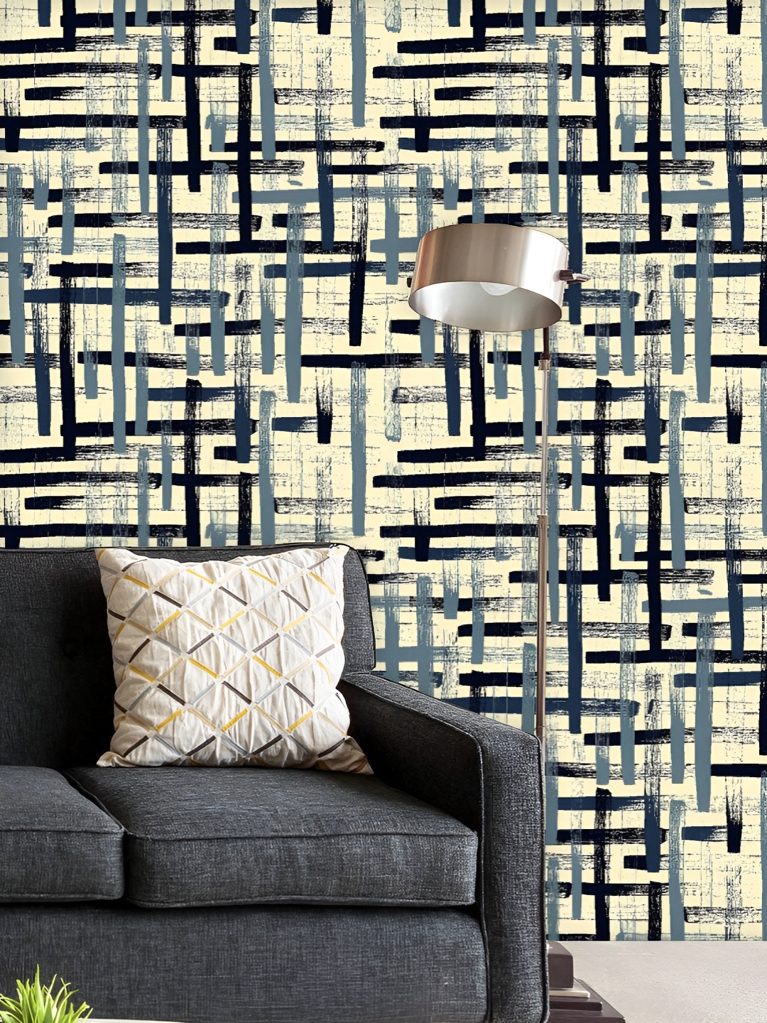 

ArtzFolio Printed UV-Resistant Anti-Bacterial Hand Drawn Crossed Lines Peel & Stick Wallpaper, Multi