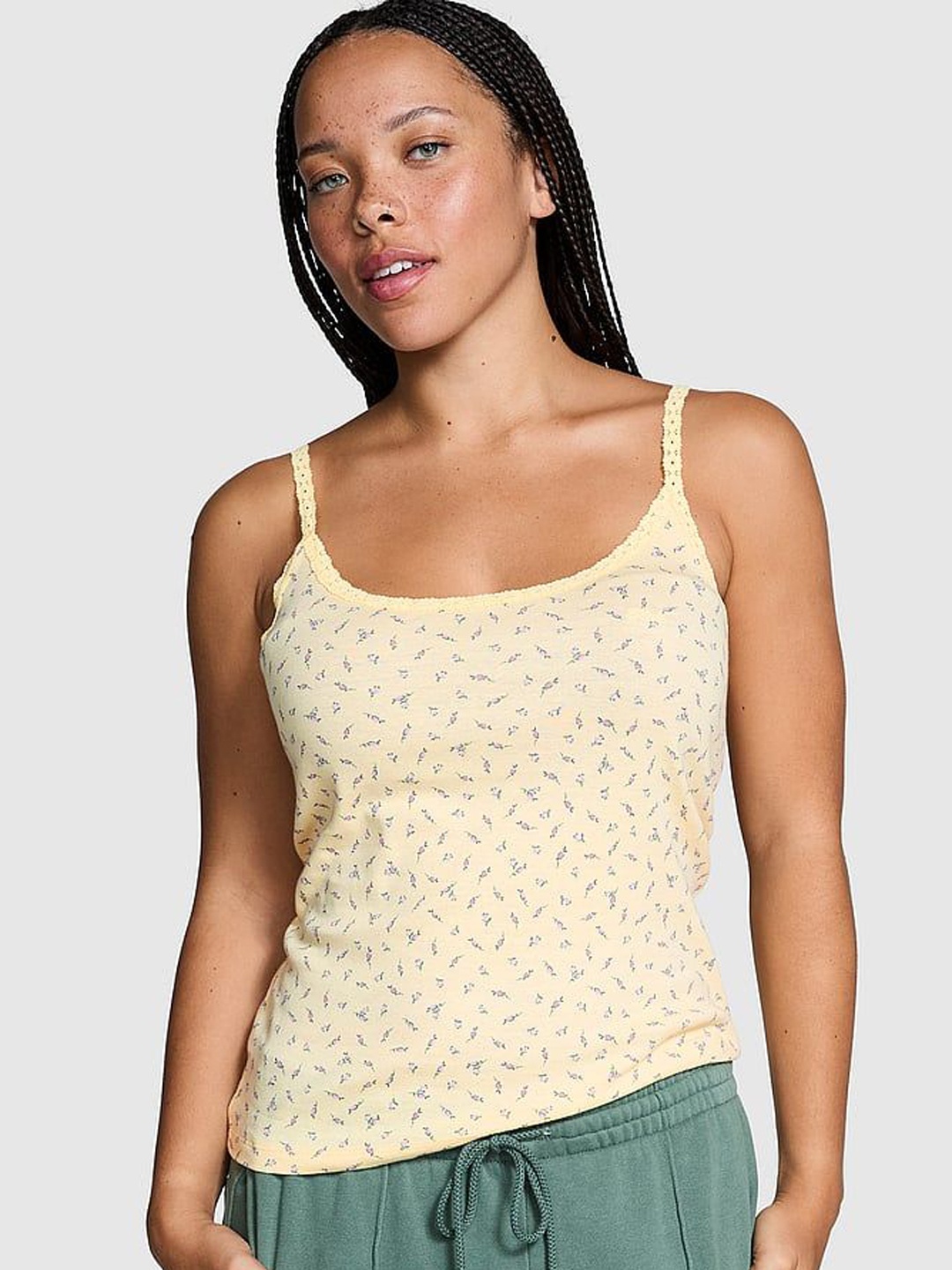 

Victoria's Secret Women Printed Cotton Camisoles, Yellow
