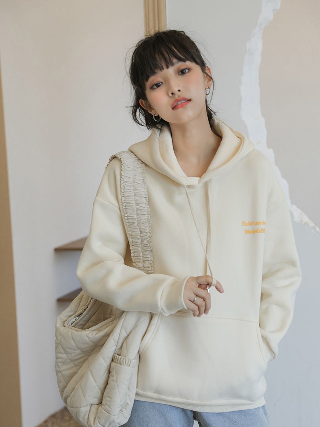 

JC Mode Women Typography Printed Sweatshirt, Beige