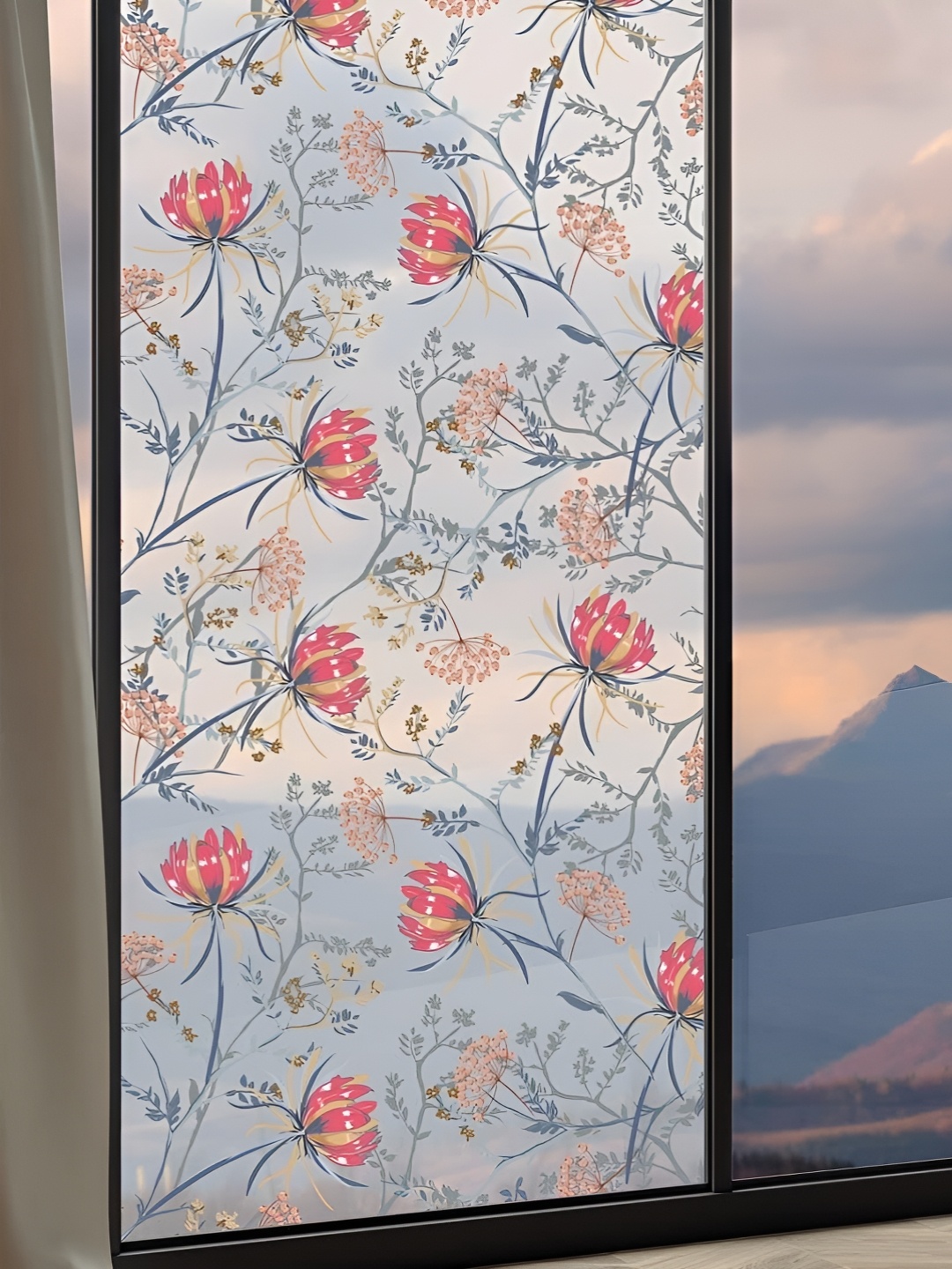 

CVANU Pink & Transparent Floral Printed Window Wall Sticker