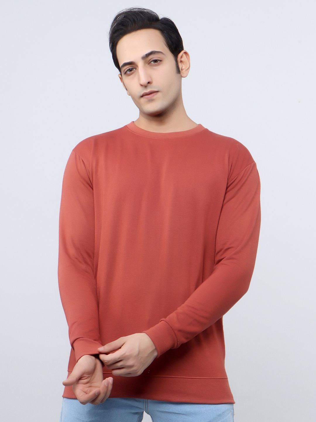 

Qure Vintage Men Round Neck Sweatshirt, Rust