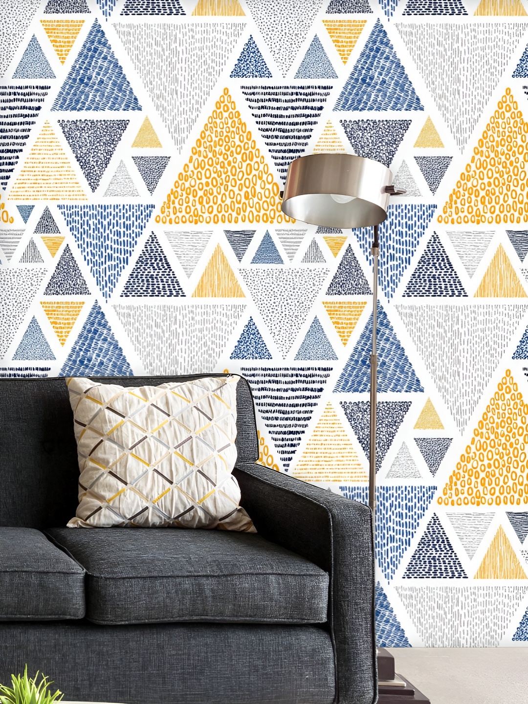 

ArtzFolio Printed UV-Resistant Anti-Bacterial Doodle Style Triangles Peel & Stick Wallpaper, Multi